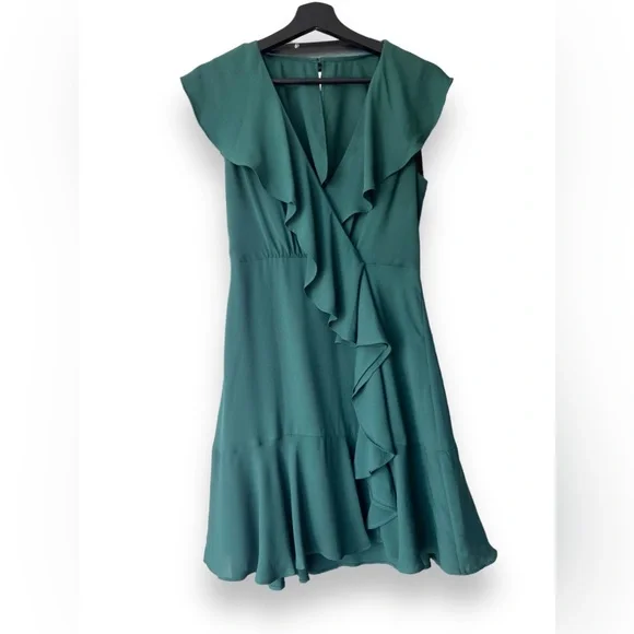 BCBG Maxazria Holiday Green Mini Ruffle Dress